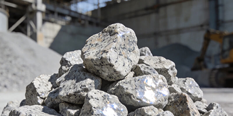 Processus de concassage du granit